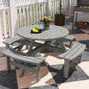 Outsunny 8 Seat Outdoor Wooden Picnic Table with Bench, Parasol Hole, Grey