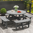 Outsunny 8 Seat Outdoor Wooden Picnic Table with Bench, Parasol Hole, Grey