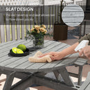 Outsunny 8 Seat Outdoor Wooden Picnic Table with Bench, Parasol Hole, Grey