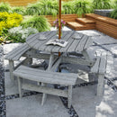 Outsunny 8 Seat Outdoor Wooden Picnic Table with Bench, Parasol Hole, Grey