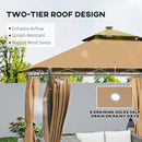 Outsunny 3 x 3 m Double Roof Outdoor Gazebo with Curtains, Dark Grey