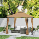Outsunny 3 x 3 m Double Roof Outdoor Gazebo with Curtains, Dark Grey