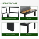 Outsunny Garden Corner Sofa with Table and Side Tables - Black