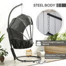 Outsunny Hanging Egg Chair w/ Stand Retractable Canopy, Grey