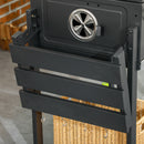Charcoal BBQ Grill Smoker Trolley with Shelves, Bottle Opener and Wheels