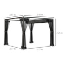 Outsunny Pergola with Retractable Roof and Netting, Dark Grey