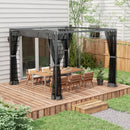 Outsunny Pergola with Retractable Roof and Netting, Dark Grey