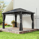 Outsunny Hardtop Gazebo with Galvanised Steel Roof and Sides - Dark Grey