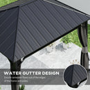 Outsunny Hardtop Gazebo with Galvanised Steel Roof and Sides - Dark Grey