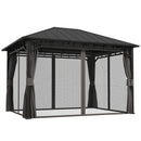 Outsunny Hardtop Gazebo with Galvanised Steel Roof and Sides - Dark Grey