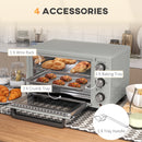 HOMCOM Mini Oven 21L Electric Grill W/ Adjustable Temp 1400W, Silver Tone