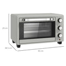 HOMCOM Mini Oven 21L Electric Grill W/ Adjustable Temp 1400W, Silver Tone