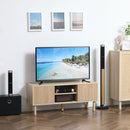 HOMCOM TV Stand Cabinet For TVs Up To 50 Inch With Sliding Doors, Natural