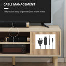 HOMCOM TV Stand Cabinet For TVs Up To 50 Inch With Sliding Doors, Natural