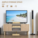 HOMCOM TV Stand Cabinet For TVs Up To 50 Inch With Sliding Doors, Natural