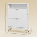 HOMCOM Narrow Shoe Storage Cabinet with 2 Flip Drawers for 12 Pairs of Shoes