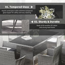 Outsunny Rattan Dining Set for 6 with Cushions, Glass Top Table