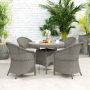 Outsunny Rattan Dining Set for 4 with Cushions and Umbrella Hole, Grey