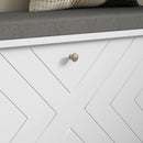 HOMCOM Shoe Bench with Flip Drawer, Cushion, 10 Pairs for Entryway White