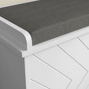 HOMCOM Shoe Bench with Flip Drawer, Cushion, 10 Pairs for Entryway White