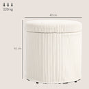 HOMCOM Round Storage Ottoman with Lid, Vanity Stool with Storage