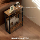 HOMCOM Narrow Side Table with Storage, Bedside End Table, Rustic Brown
