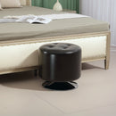 HOMCOM 360Â° Swivel Foot Stool PU Footstool With Thick Padding Brown