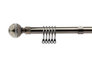 Bling Diamond - Black Silk Extendable Curtain Pole with Rings and Pair of End Finials