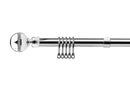 Bling Diamond - Chrome Extendable Curtain Pole with Rings and Pair of End Finials