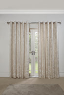 Butterfly Meadow - Lined Eyelet Jacquard Curtains in Cream
