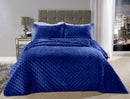 Regent Quilted Soft Touch Velvet Bedspread Set in Navy