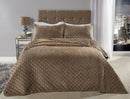 Regent Quilted Soft Touch Velvet Bedspread Set in Taupe