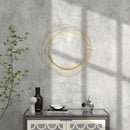 HOMCOM Metal Wall Art 65cm Round Mirror for Living Room Dining Room Gold Tone