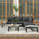 Outsunny 3pcs Garden Sectional Sofa Side Table Furniture Set w/ Cushion