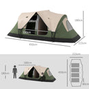 Outsunny 2 Room Camping Tent with Waterproof Rainfly & Screen Panels Orange