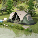 Outsunny 2 Room Camping Tent with Waterproof Rainfly & Screen Panels Orange