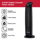 Black+Decker Ceramic Tower Fan Heater 2.2KW  - Black
