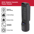 Black+Decker Ceramic Tower Fan Heater 2KW  - Black