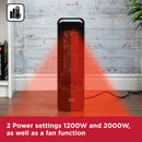 Black+Decker Ceramic Tower Fan Heater 2KW  - Black