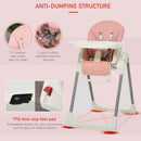 HOMCOM Babies Foldable PU Highchair Pink