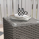 Outsunny 3 PCS Aluminium Rattan Bistro Set with Soft Cushions & Glass Top
