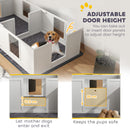 PawHut Whelping Box for Dogs with Whelping Pad, Two Room Design - White