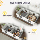 PawHut Whelping Box for Dogs with Whelping Pad, Two Room Design - White