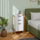 HOMCOM Industrial 3-Drawer Bedroom Chest of Drawers with Metal Frame, White