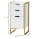 HOMCOM Industrial 3-Drawer Bedroom Chest of Drawers with Metal Frame, White