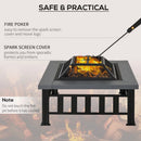 Outsunny Metal Large Firepit  w/ Rain Cover  86 x 86 x 54cm, Black