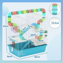PawHut 4 Tier Hamster Cage with Tubes, for Drawf, 58 x 36 x 65cm, Light Blue