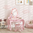 AIYAPLAY Kids Dressing Table Set, 2 PCS Children Vanity Table with Stool