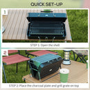 Outsunny Portable BBQ Grill with Suitcase Design for Camping Picnic Party