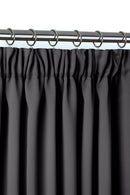 Cali Pencil Pleat - Woven Thermal Blackout Pencil Pleat Door Curtain in Charcoal